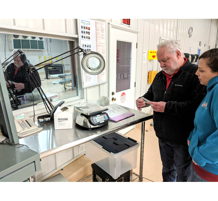 Roger and Jamie Stokes in Processing Plant