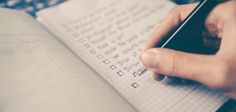 Pen writing checklist
