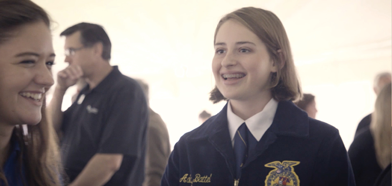 Young FFA members at an event