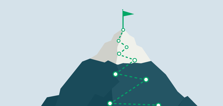 mountain with flag on top
