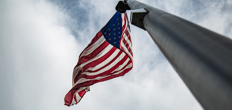 American flag on pole