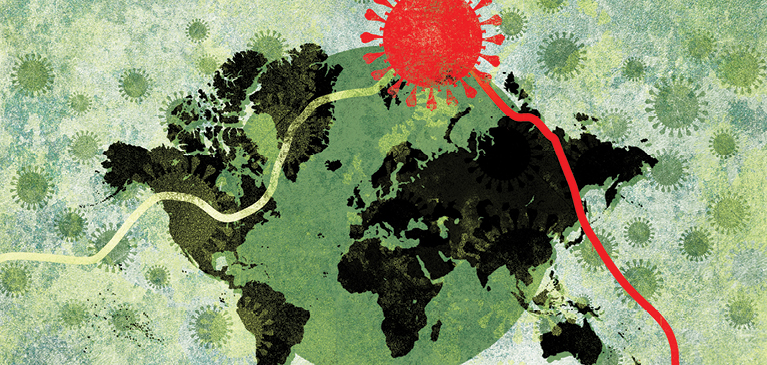 Abstract picture of the earth and the sun