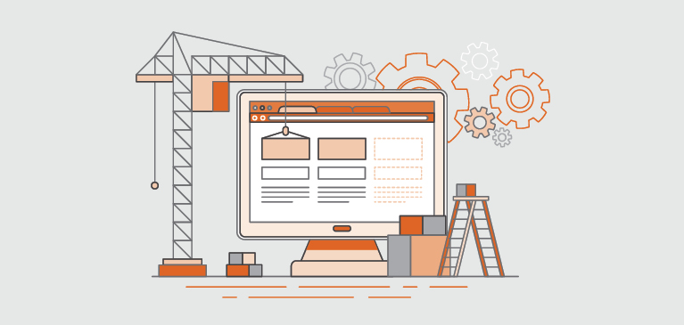 Orange Computer with gears.