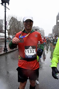 Duane Brown with his Boston Marathon medal
