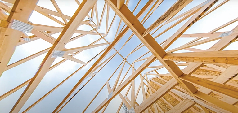 house beams during construction build
