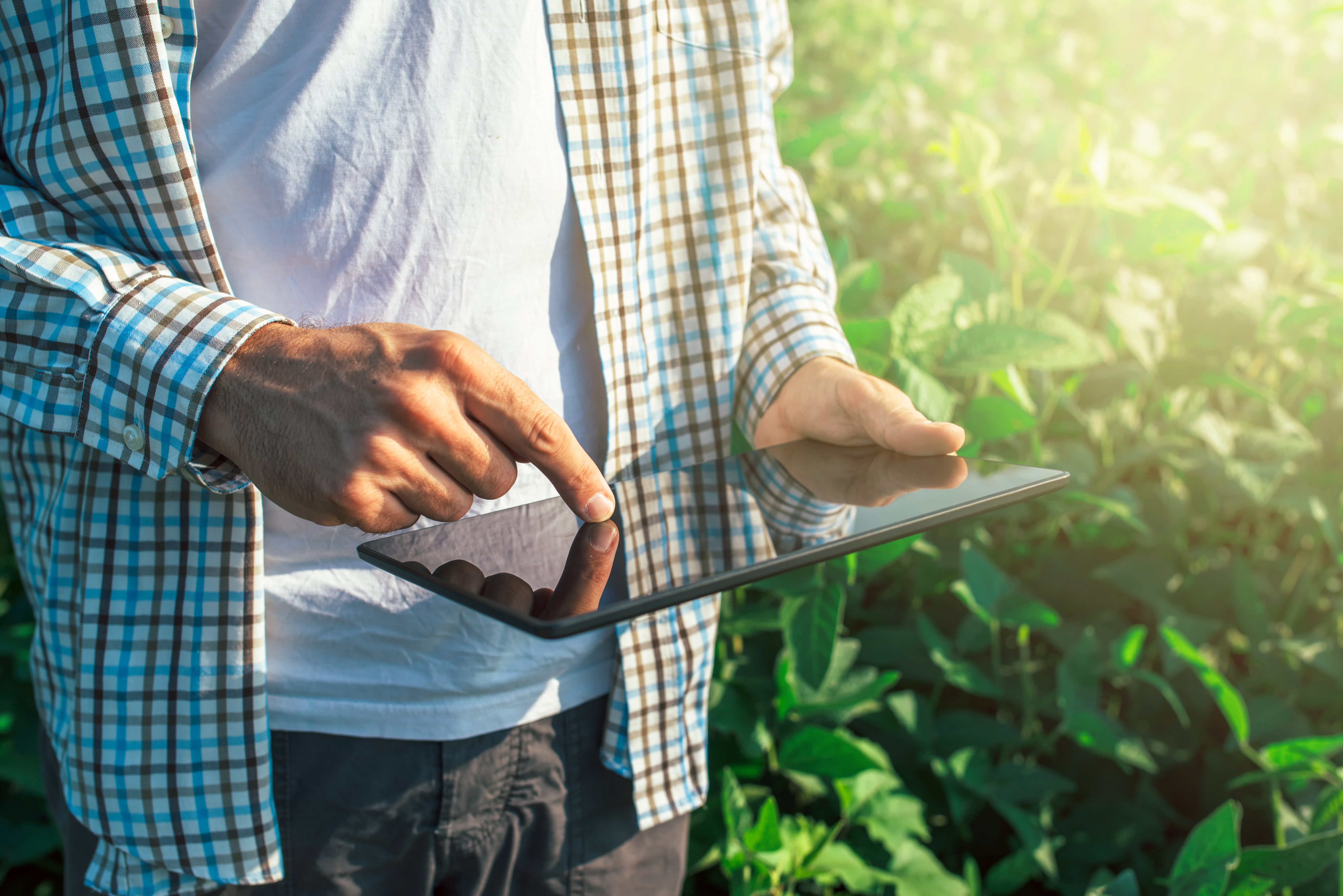farmer with computer tablet
