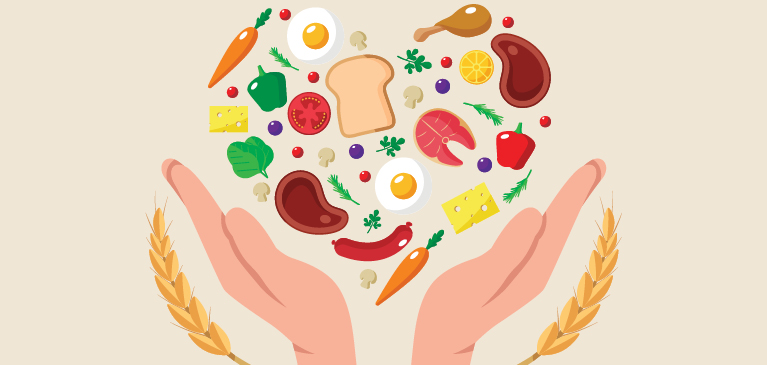 graphic illustrating food and hand