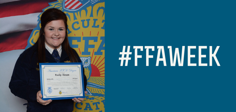 Emily House receiving American FFA Degree