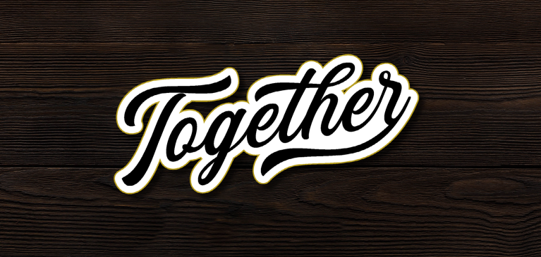 Together on a wood background