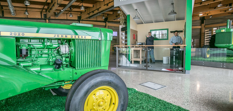John Deere tractor inside IQhub exhibit
