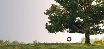 Tree with Tire Swing Out in Country