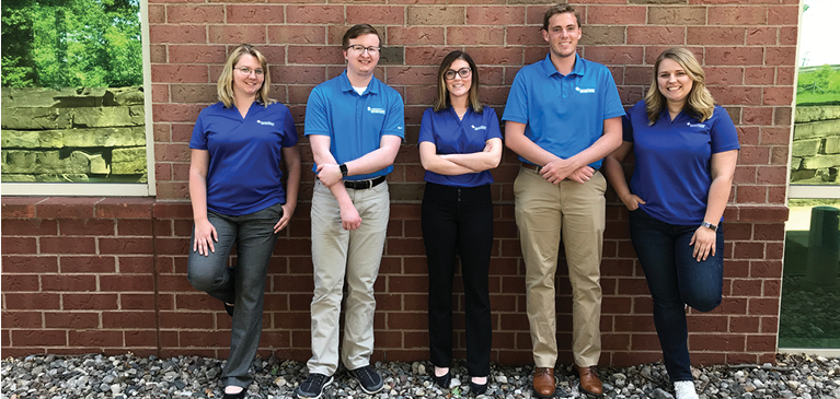 Pictured out GreenStone main office: Cait Carpenter, Jeffrey MacCowan, Emily Kropf, Phil Sloss and Amber Echlin