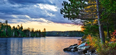Lake at Dusk in Fall