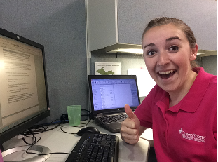 Abbey giving a thumbs up