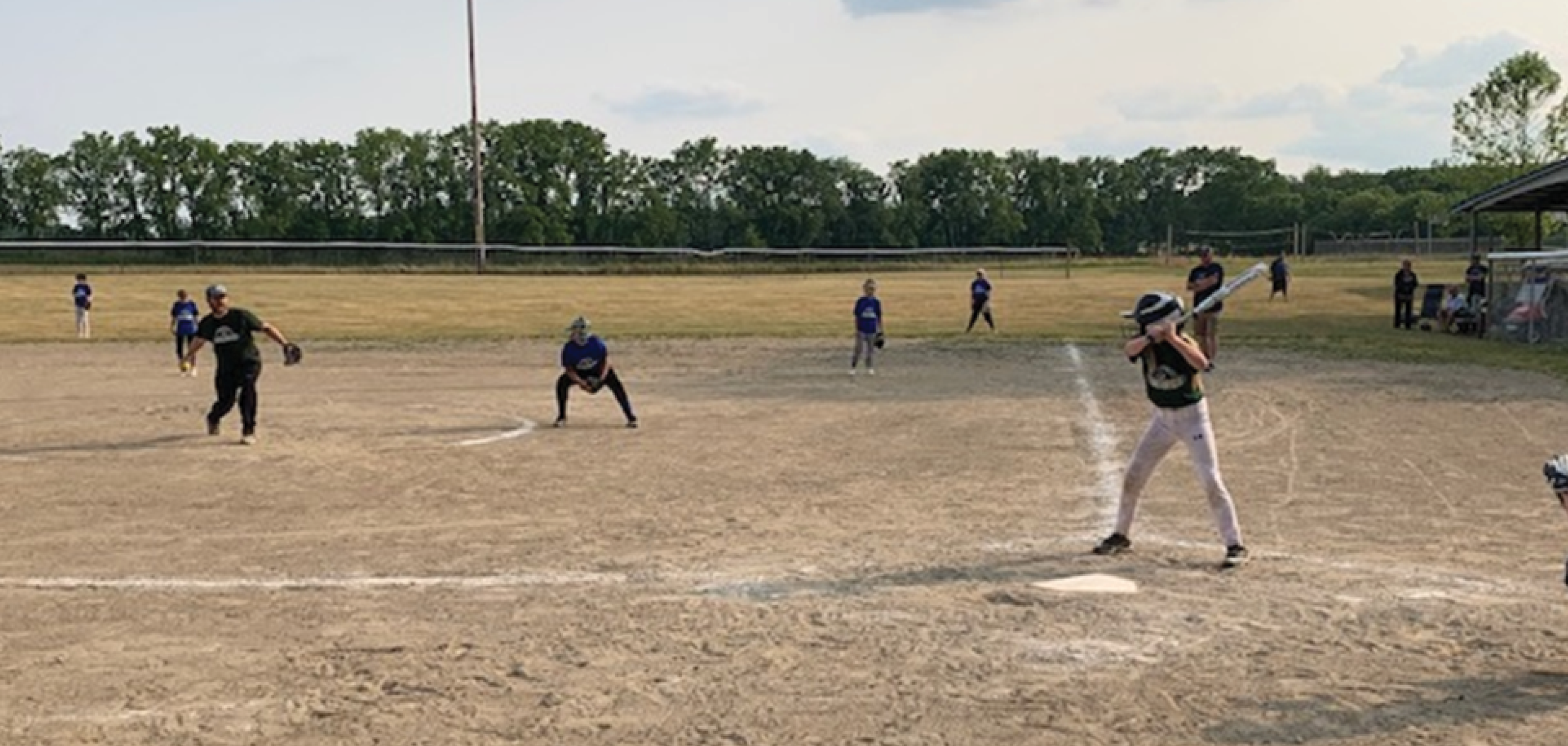 Girls playing softball 