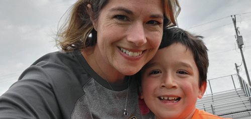 Woman and Son posing for a picture