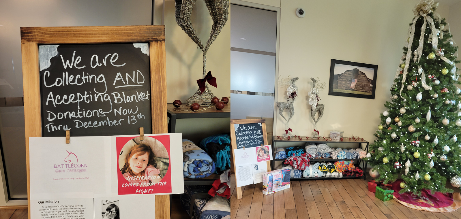 Christmas Tree with Blankets around it