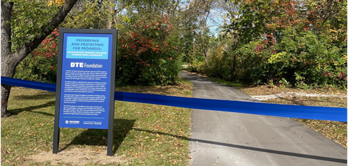 Ribbon in front of trail