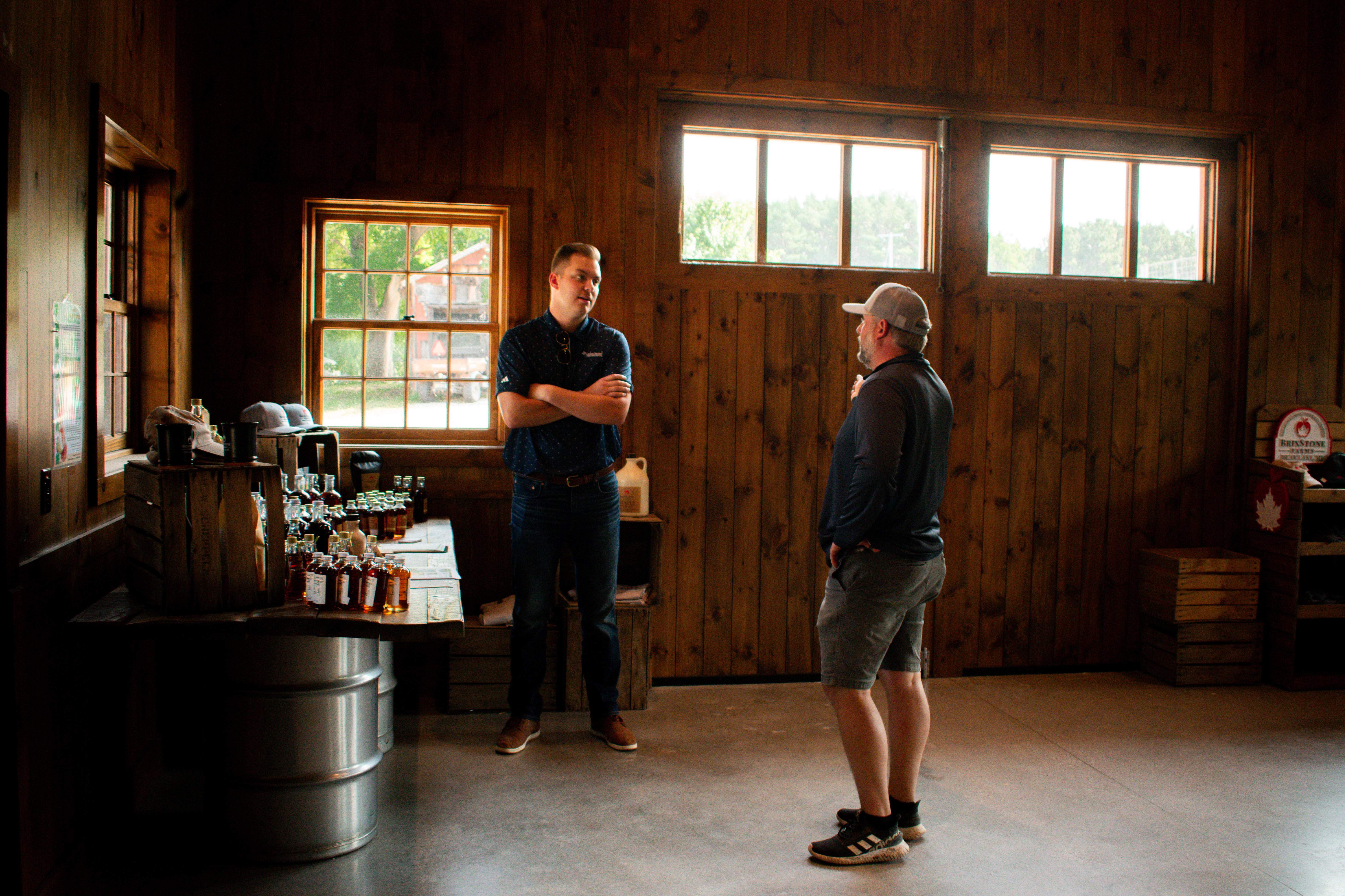 Crop insurance specialist, trevor, meeting customers in the field. 