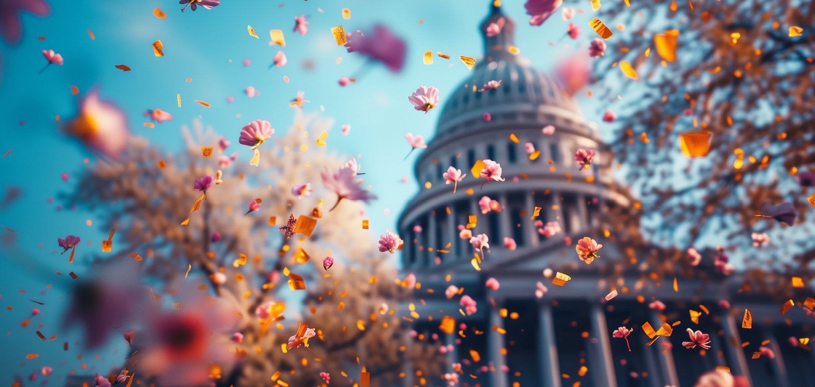 Capital building with flowers all over