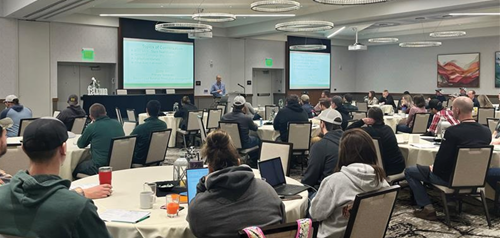 photos of people attending a conference