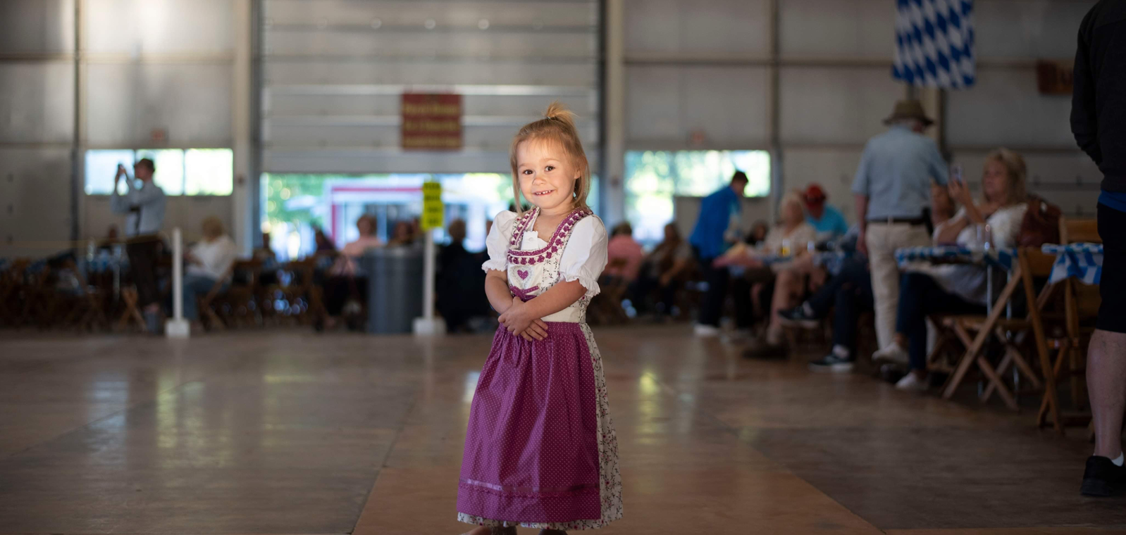 Madison's  daughter dressed up in German heritage clothing 