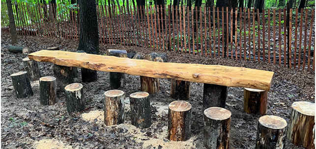 Classroom table and chairs made out of wood