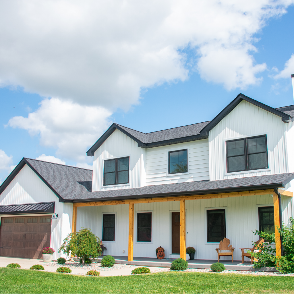 The 2,000-square foot home sits on the Schomaker family farm. 