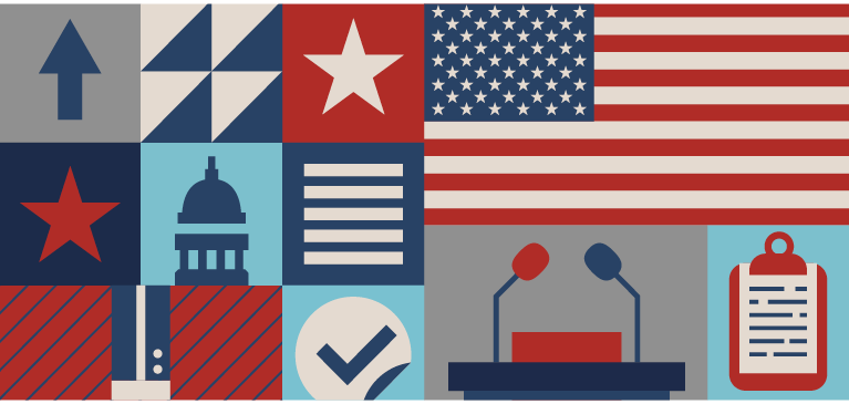 Collage of political building graphics