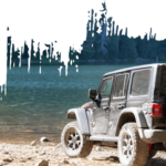 Jeep driving on the beach