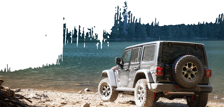Jeep driving on the beach