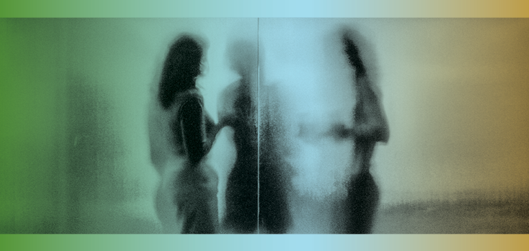 People talking behind a wall