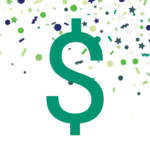 Dollar sign with confetti