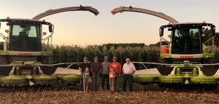 Haywood family in front of choppers