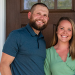 Family outside of their home