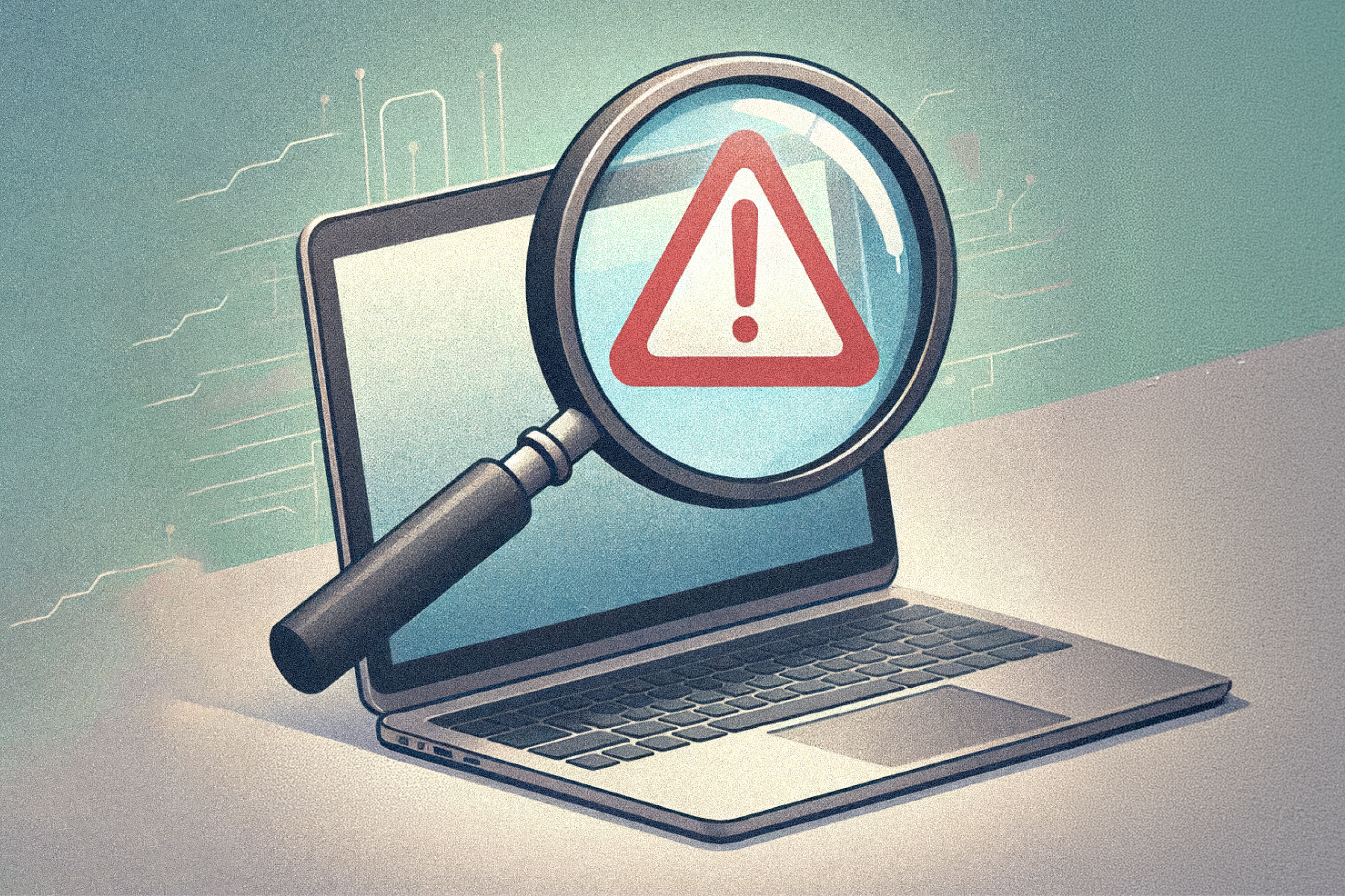 Microscope finding an error on a computer